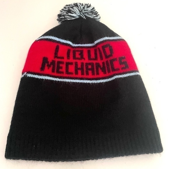 LIQUID MECHANICS black knit Pom Pom beanie adult size - Picture 1 of 3